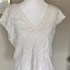 White Lace V-Neck Top